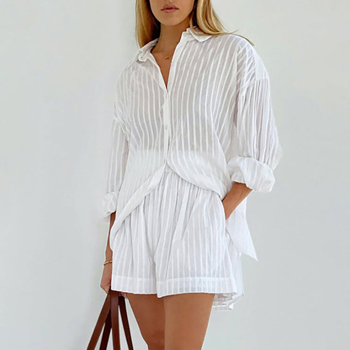 Theresa – Luftiges Set aus geknöpfter Bluse und Shorts – Produktansicht 3
