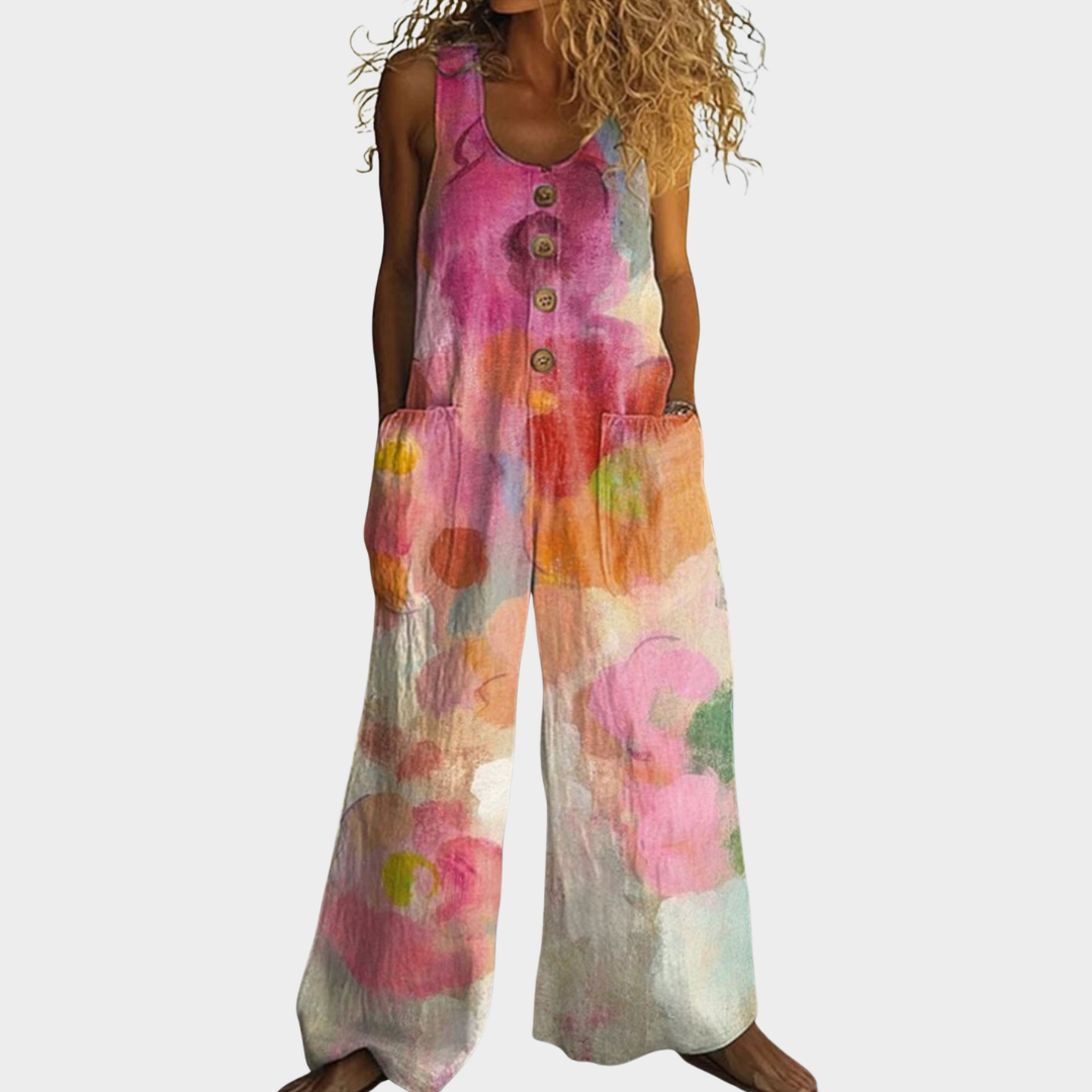 Willa – Fließender bedruckter Jumpsuit – Produktansicht 1