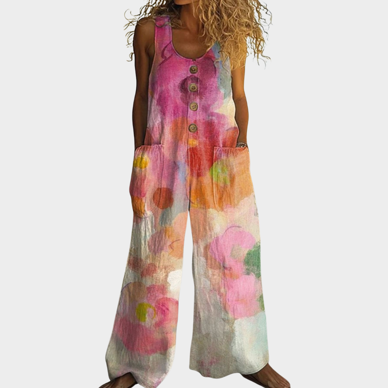 Willa – Fließender bedruckter Jumpsuit – Produktansicht 1