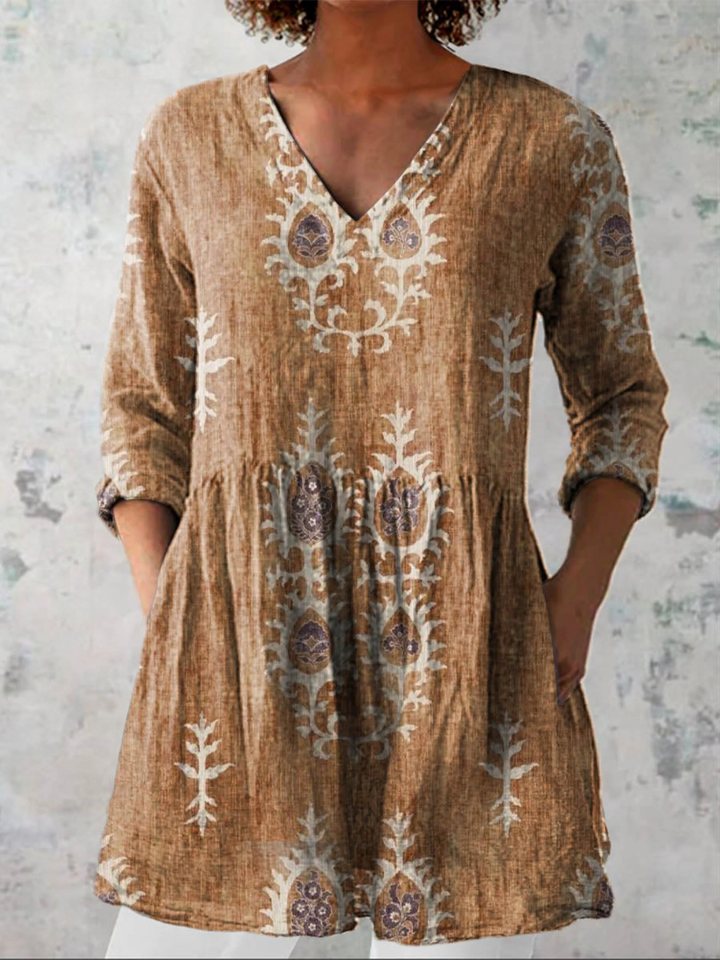 Frederike – Lange Bluse mit V-Ausschnitt – Produktansicht 4