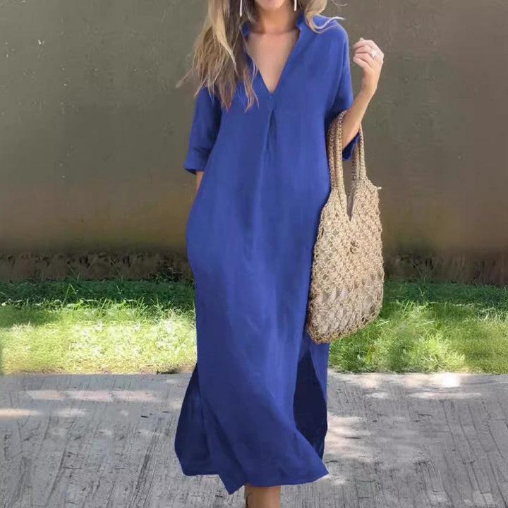 Sommerkleid mit V-Ausschnitt und Schlitzen – Soraya