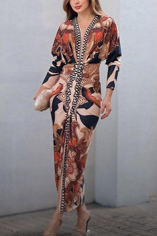 Monika – Midikleid mit Dolman mit Print einzigartig Sommersonne – Produktansicht 9