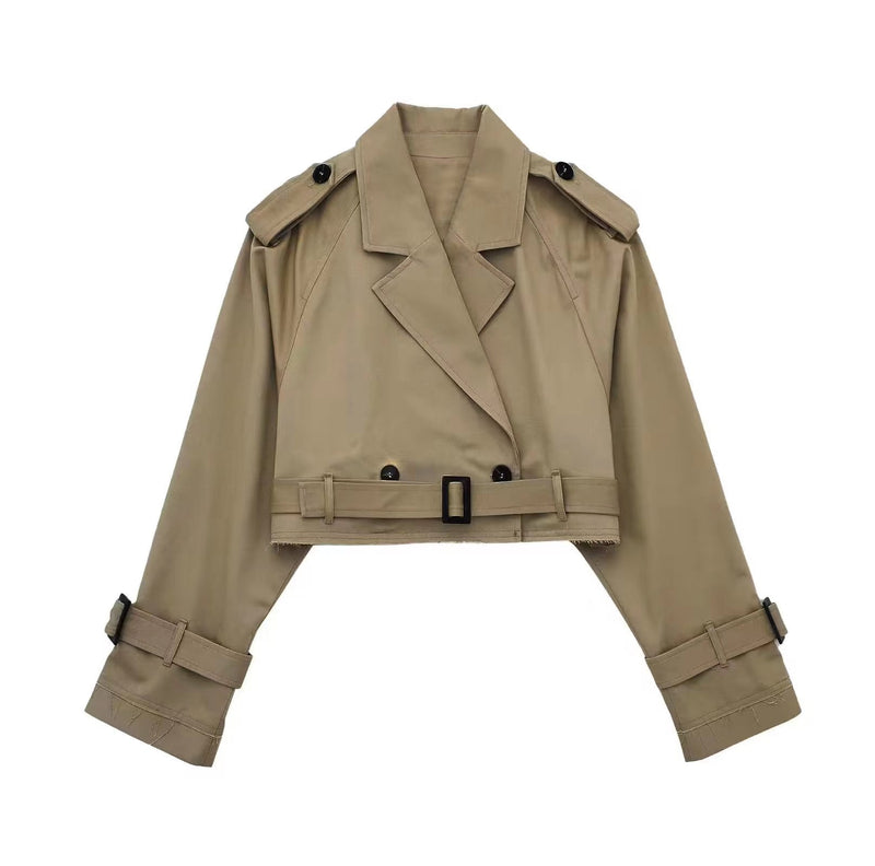 Trendige Kurze Damen-Trenchcoat mit Gürtel – Amelie
