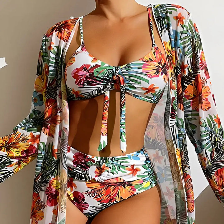 Dreiteiliges Bikini-Set mit High-Waist-Schnitt – Yara