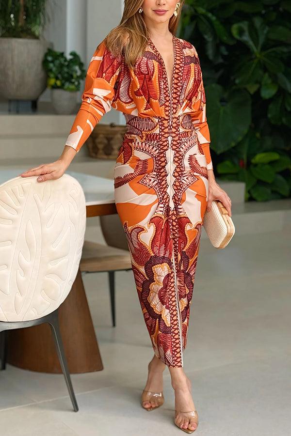 Monika – Midikleid mit Dolman mit Print einzigartig Sommersonne – Produktansicht 1