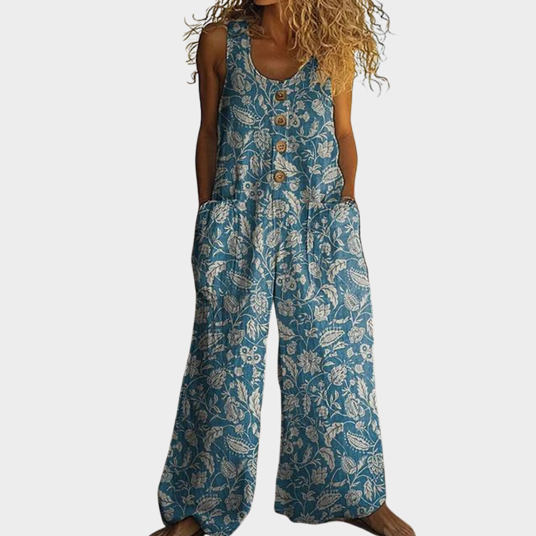 Marlene-Luise – Fließender bedruckter Jumpsuit – Produktansicht 1