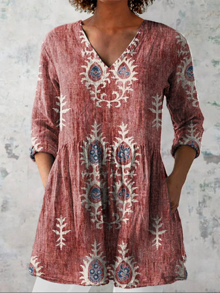 Frederike – Lange Bluse mit V-Ausschnitt – Produktansicht 3