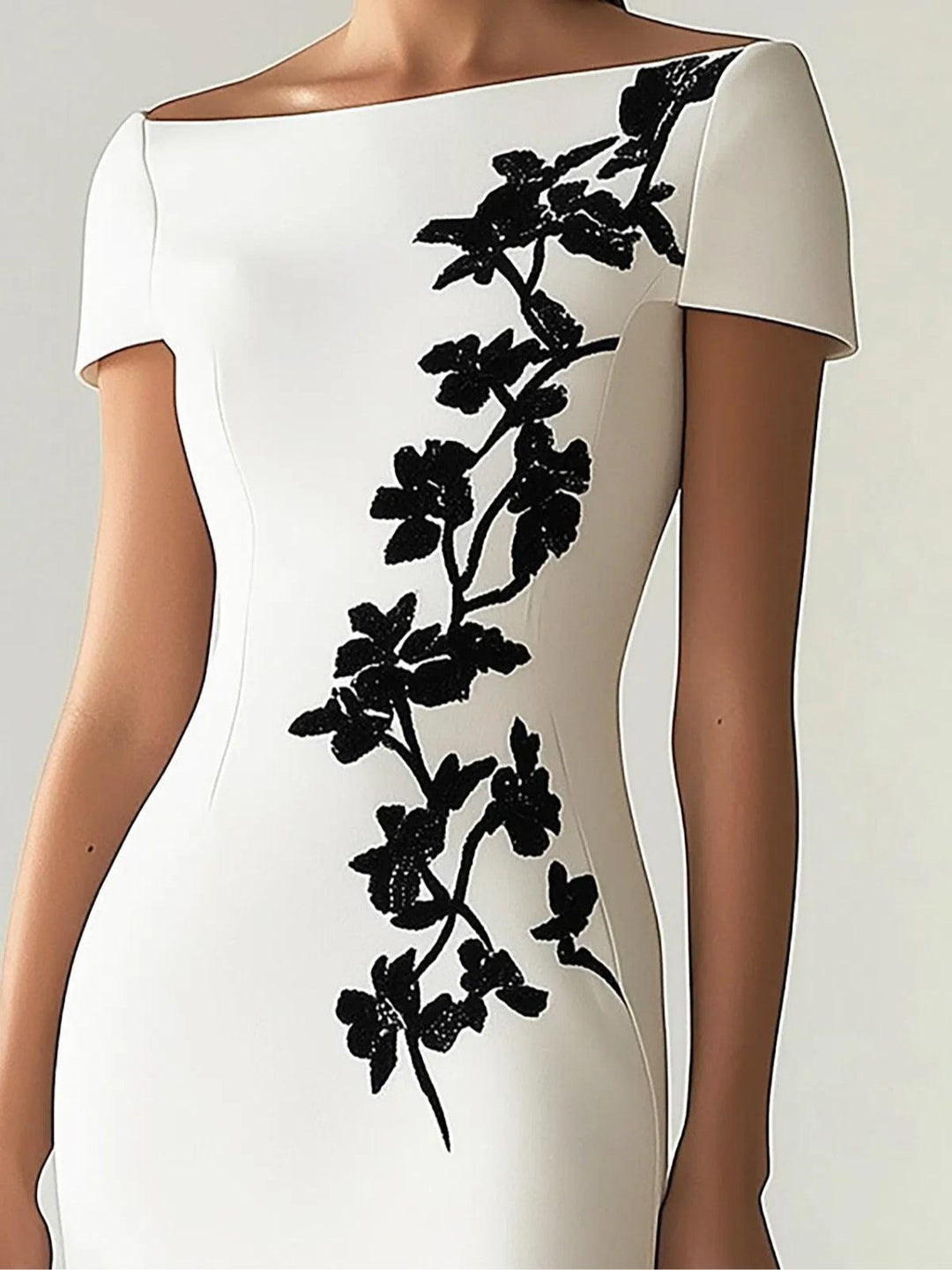 Heike – Midikleid mit Blumenprint chic mit U-Boot-Ausschnitt – Produktansicht 3
