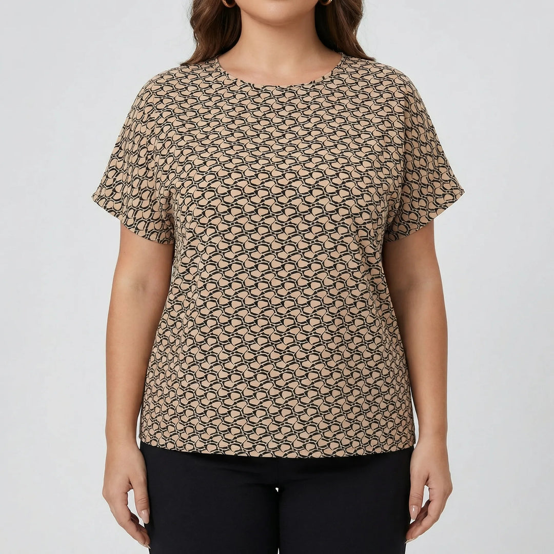 Bedrucktes Plus-Size-Damenoberteil Mit V-Ausschnitt - Denise