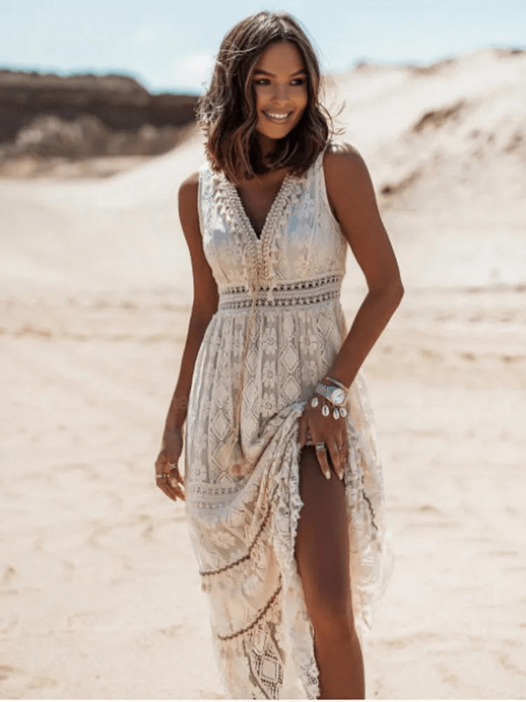 Lockeres Boho-Maxikleid mit stilvollen Details – Solange