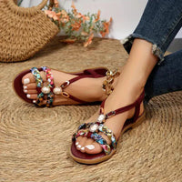 Boho-Perlen Slip-On Sommersandalen – Amira