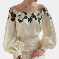 Blumenmuster Beige Damenbluse mit Lockere Passform – Elvira