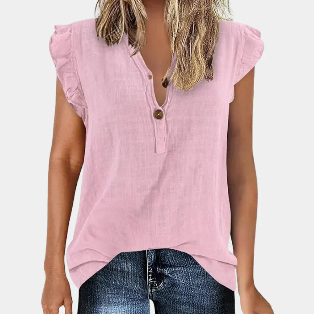 Lockere Damen Sommerbluse mit Knopfleiste – Léa
