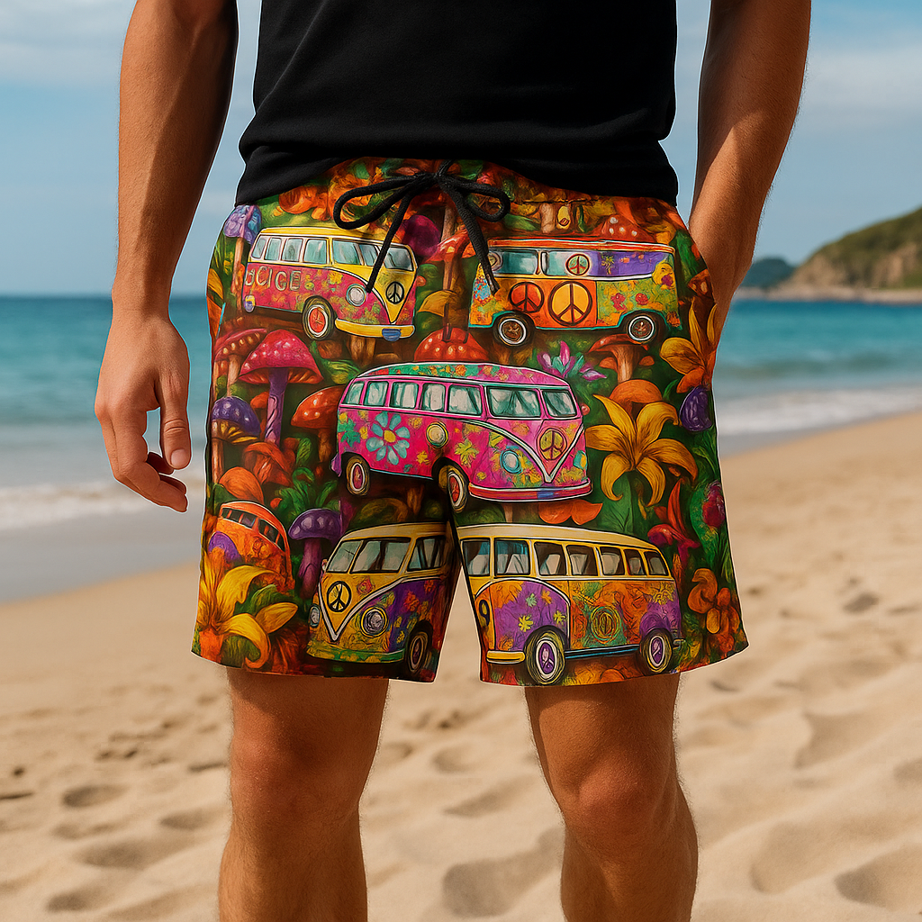 Herren Schwimmshorts mit Graffiti-Print – NovaBay