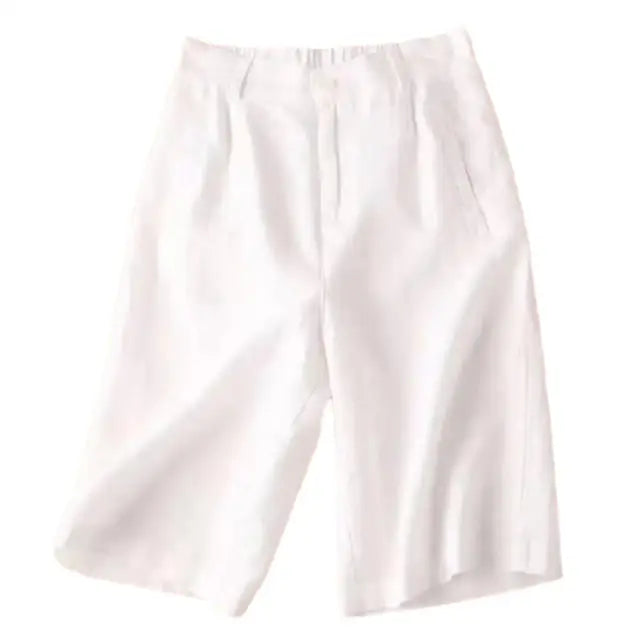 Damen Sommer-Shorts aus Leinen-Baumwolle in Knielänge – Elvira