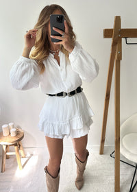 Leichtes Baumwollset mit Bluse & Rüschenshort – Leora