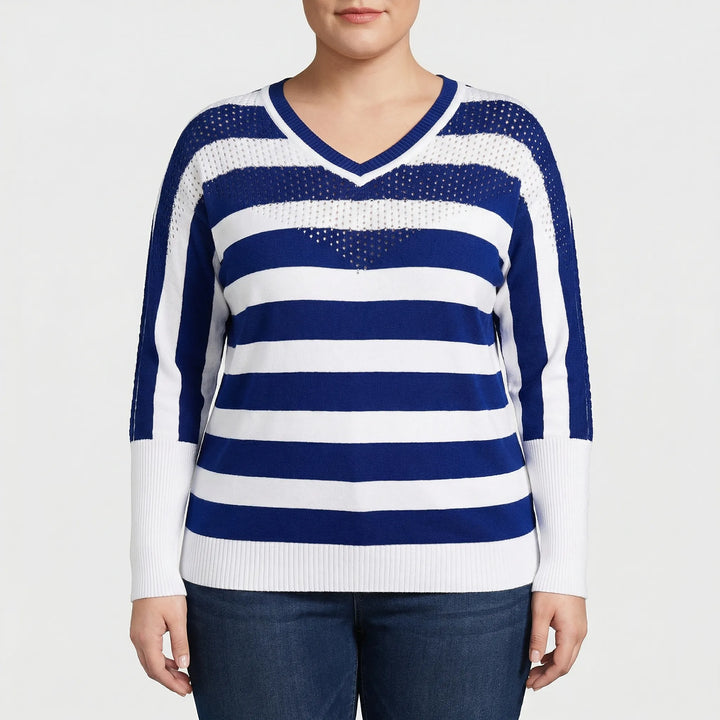 Eleganter Damenpullover Mit V-Ausschnitt In Großen Größen - Barbara