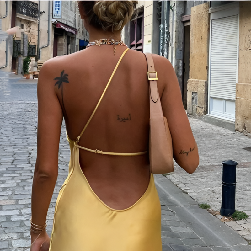 Gelbe Sommerkleid mit Offenem Rücken – Noëlle