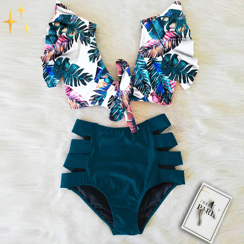 Bikini-Set mit Rüschentop und Hochbundhose – Zaya