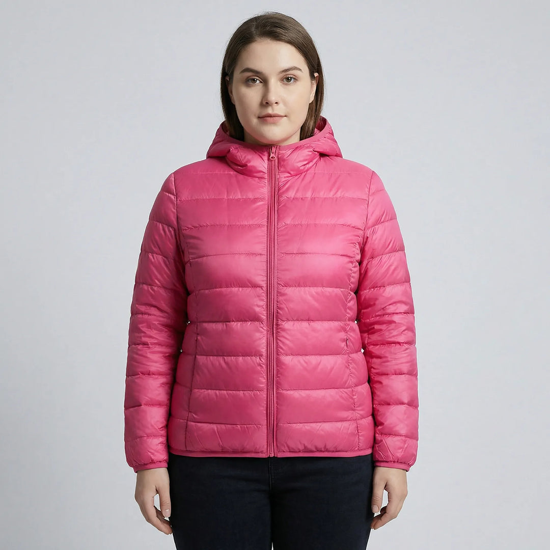 Gefütterte Jacke Mit Reißverschluss In Großen Größen - Rose