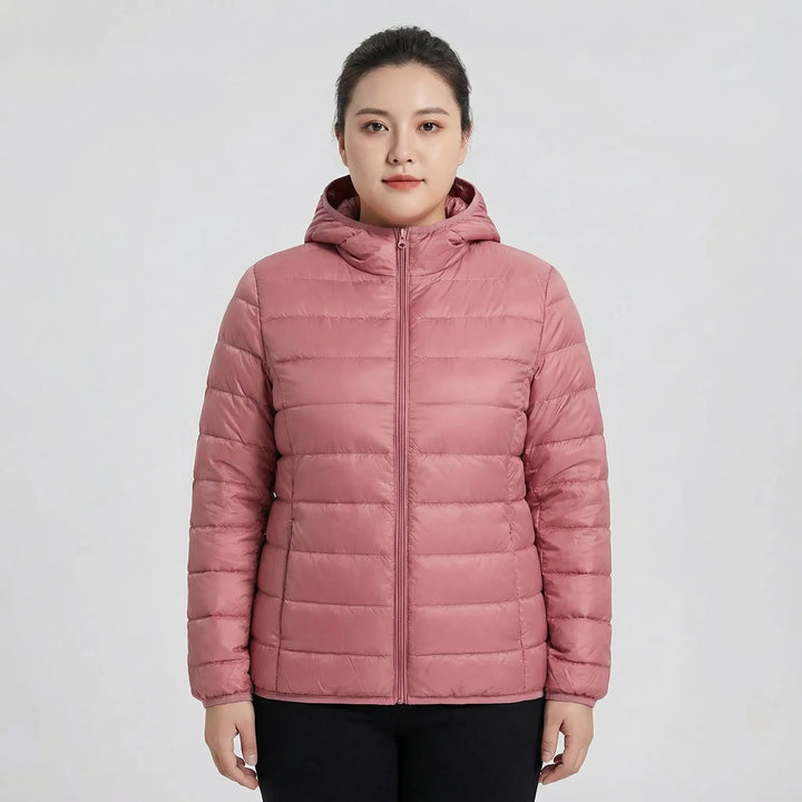 Gefütterte Jacke Mit Reißverschluss In Großen Größen - Rose