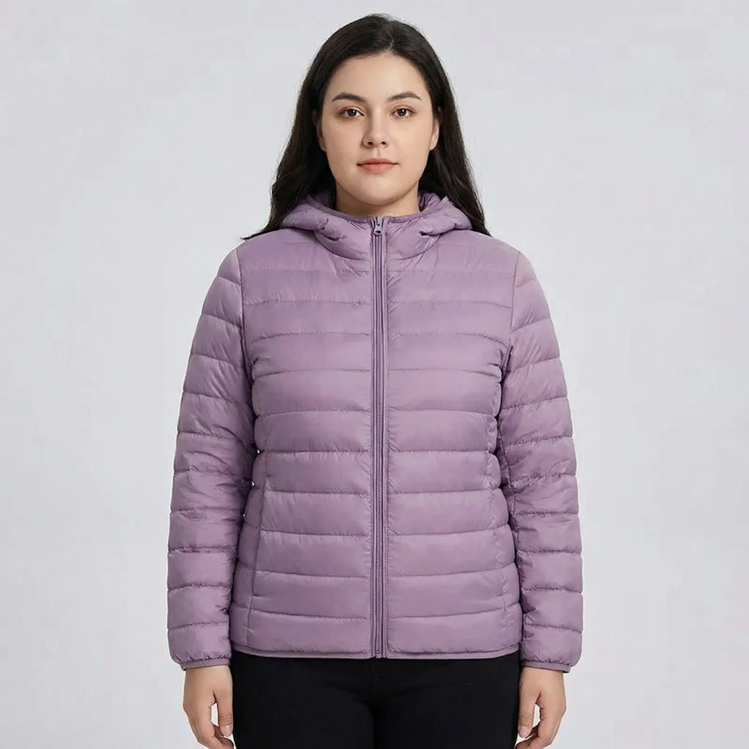 Gefütterte Jacke Mit Reißverschluss In Großen Größen - Rose