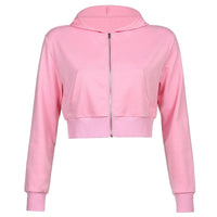 Trendige Figurbetonte Damen Cropped Zip-Up Hoodie mit Kapuze – Alina