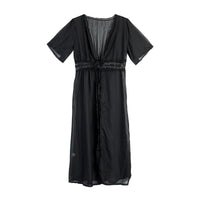 Lange Strandkleid mit Spitzenakzenten und Schleifenverschluss – Elena