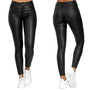 Leder-Stretchhose mit hohem Bund – Raffaela