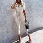 Kurzarm- und figurbetonter Cargo-Jumpsuit Damen – Malina