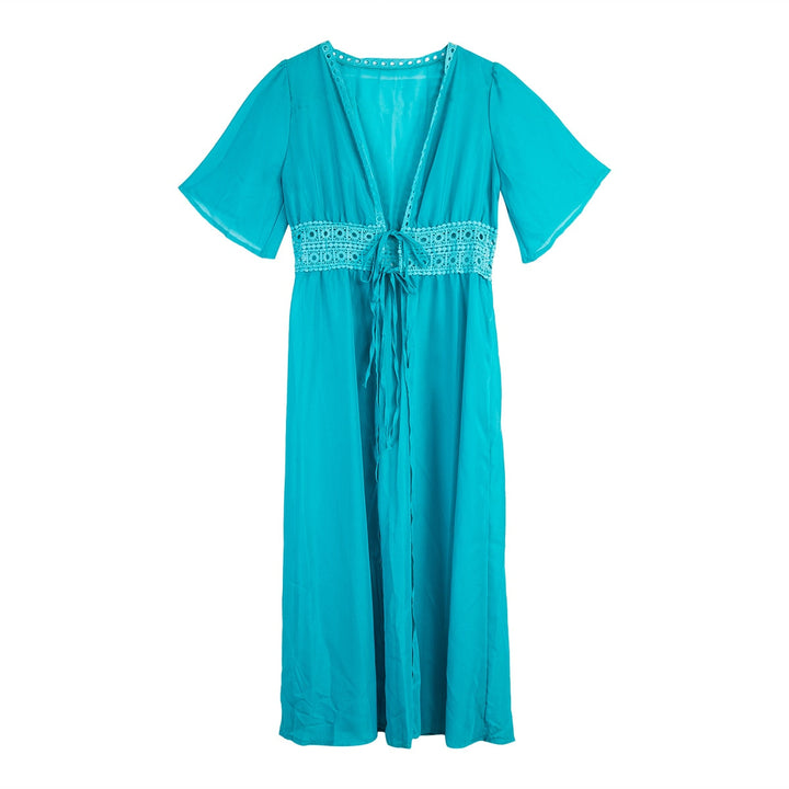 Lange Strandkleid mit Spitzenakzenten und Schleifenverschluss – Elena