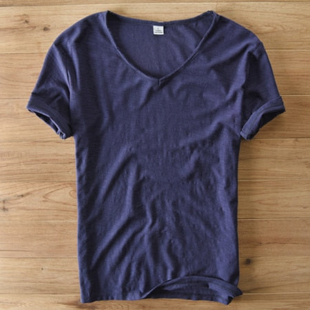 Leichtes Leinen V-Ausschnitt Shirt Herren – Atmungsaktiv & Sommerlich – Thilo
