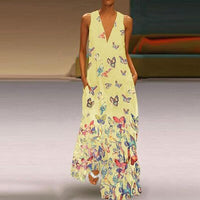 Trendy Ärmelloses Maxi-Sommerkleid mit Schmetterlingsmuster – Malia