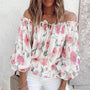 Geblümte Damen Chiffon-Bluse mit Rüschenärmeln – Elvira