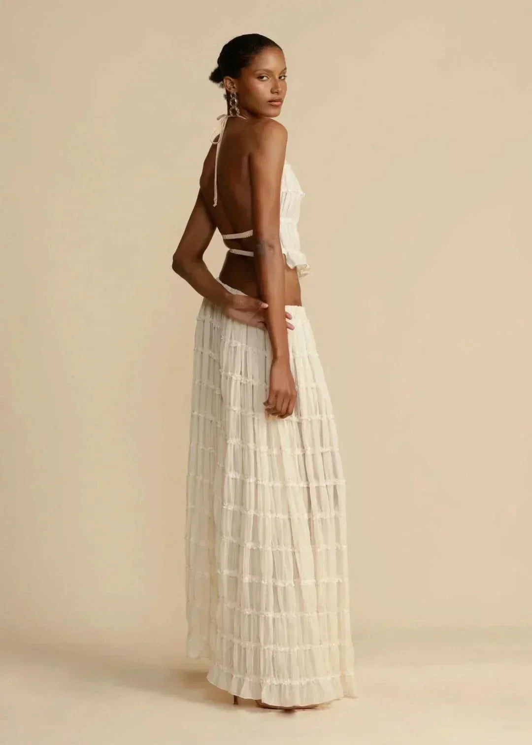 Zweiteiler Sommer-Outfit für Damen mit Boho-Rock und Schulterfreier Top – Alina