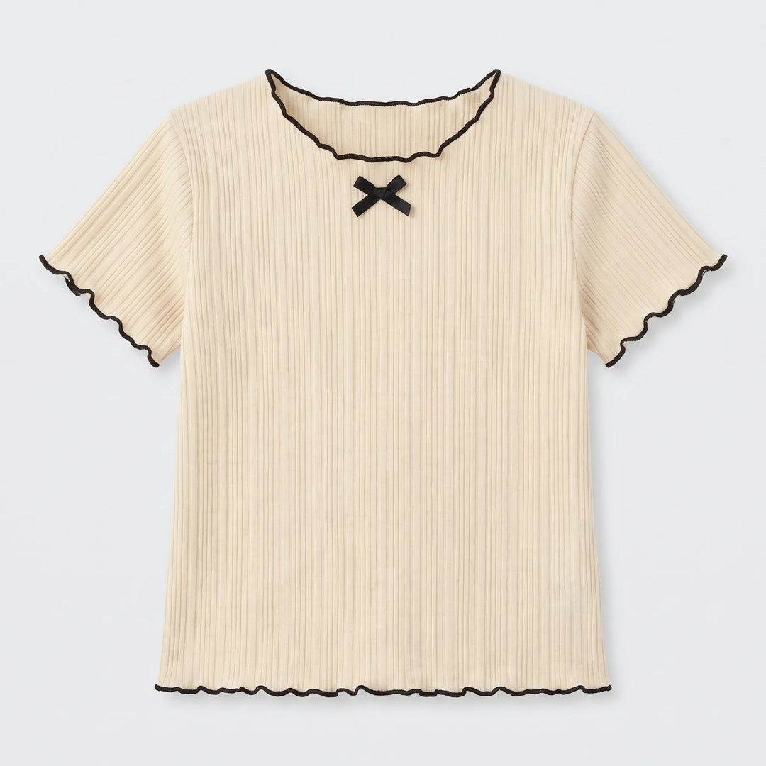 Kurzärmliges Mädchenshirt In Rippoptik - Ribbony