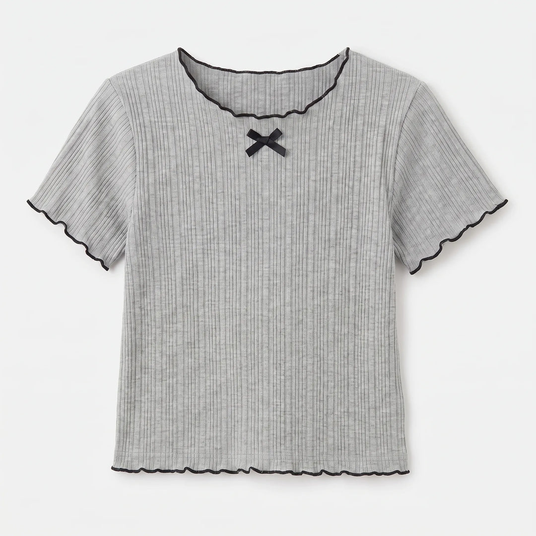 Kurzärmliges Mädchenshirt In Rippoptik - Ribbony