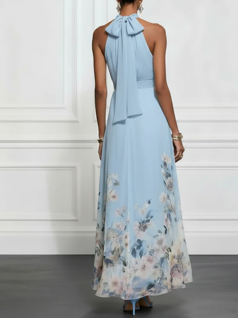 Anni – Maxikleid Chiffon mit Blumen blau – Produktansicht 2