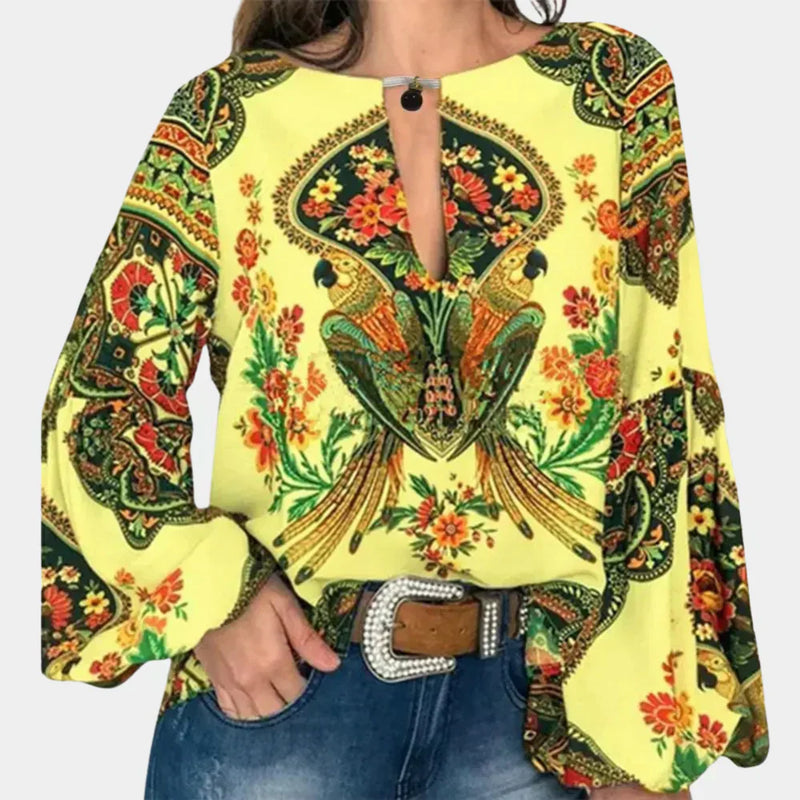 Luftige Damen Sommerbluse mit Blumenprint – Isabelle