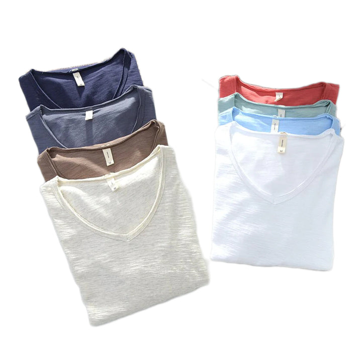 Leichtes Leinen V-Ausschnitt Shirt Herren – Atmungsaktiv & Sommerlich – Thilo