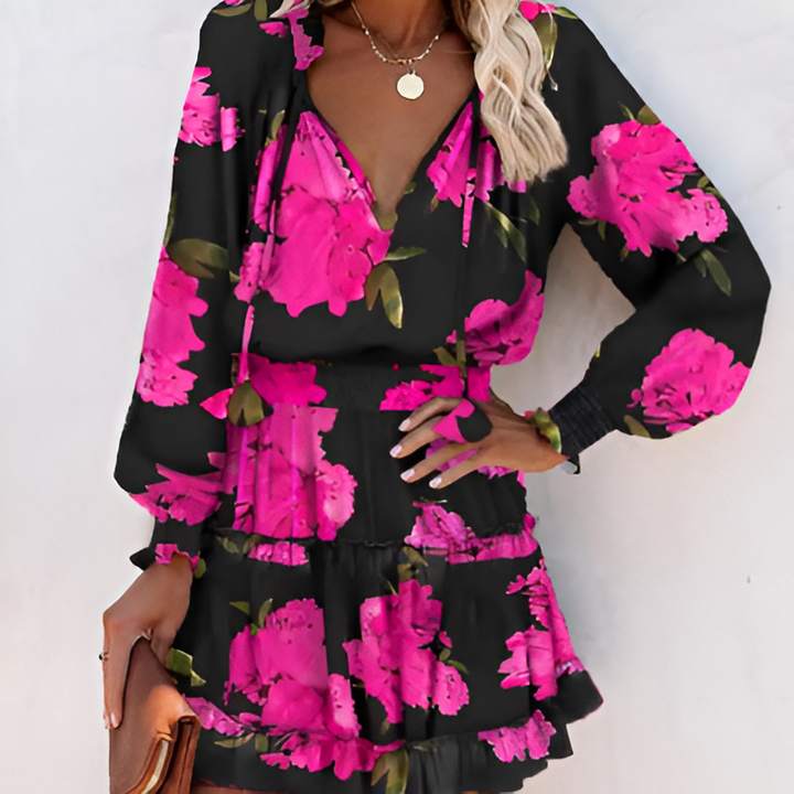 Fröhliches Sommerkleid mit Druck und Rüschen – Lina
