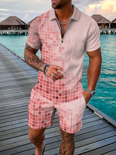 Zweiteiliges Herren Sommer Outfit mit Polo und Shorts – Damon