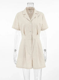 Leinen Sommer-Jumpsuit mit kurzen Ärmeln – Maelis
