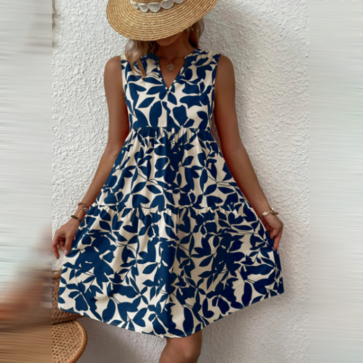 Boho Sommerkleid mit Print und V-Ausschnitt – Yalina