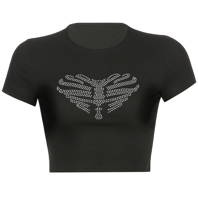 Trendy Damen Crop-Top mit Strass-Skelettmuster – Yara