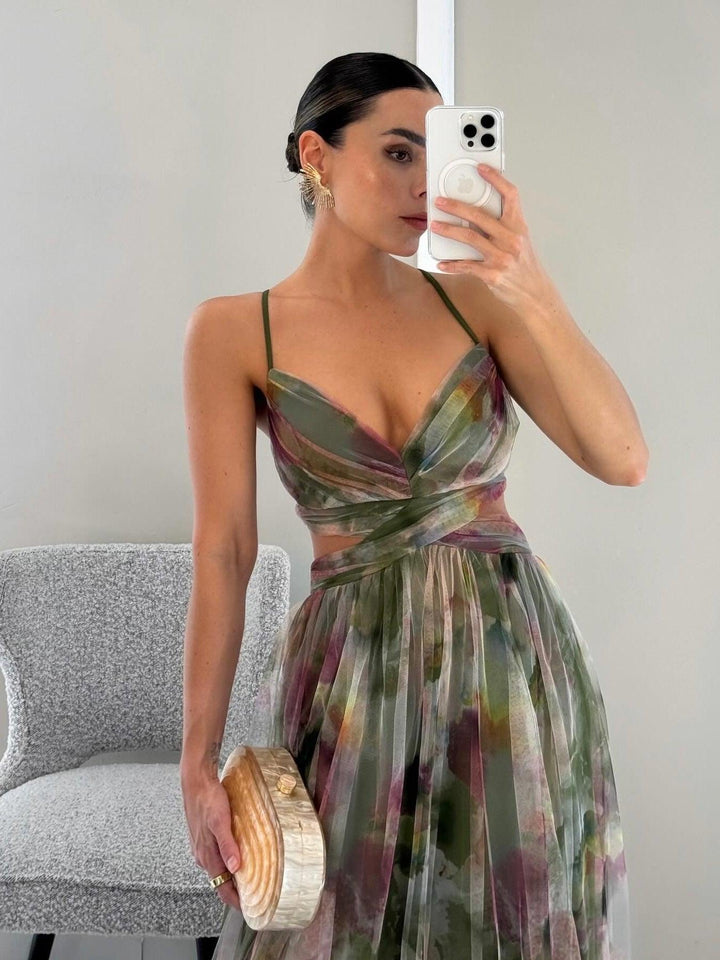 Antonia – Maxikleid Blumenprint mit V-Ausschnitt – Produktansicht 8