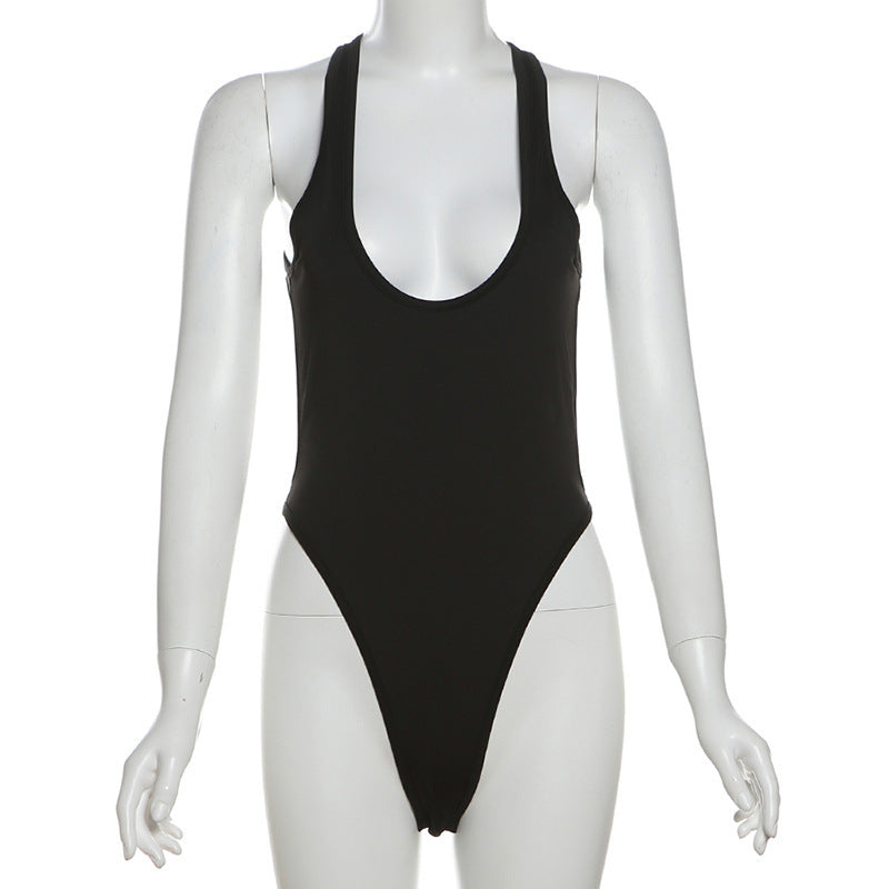 Stilvoller Damen Badeanzug mit tiefem Rundhals & figurbetontem Schnitt – Noa