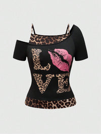 Trendy Damen Off-Shoulder Shirt mit Leopardenprint – Zaria