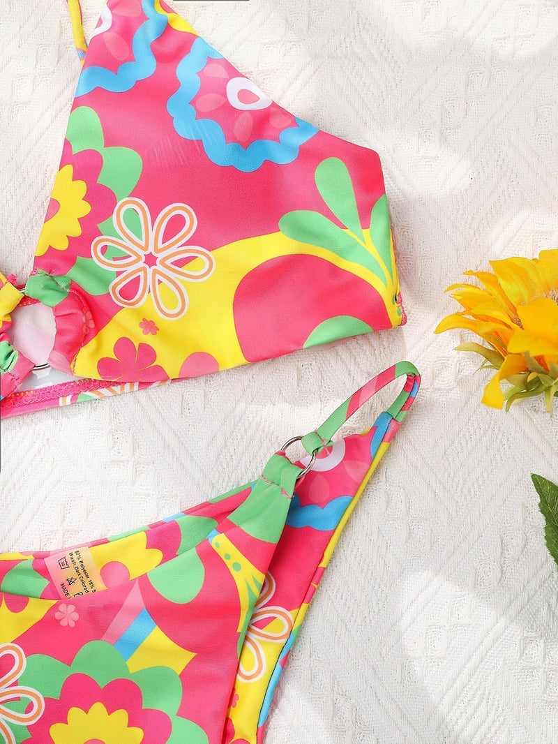 Bikini-Set mit rosa Blumenmuster – Liliane