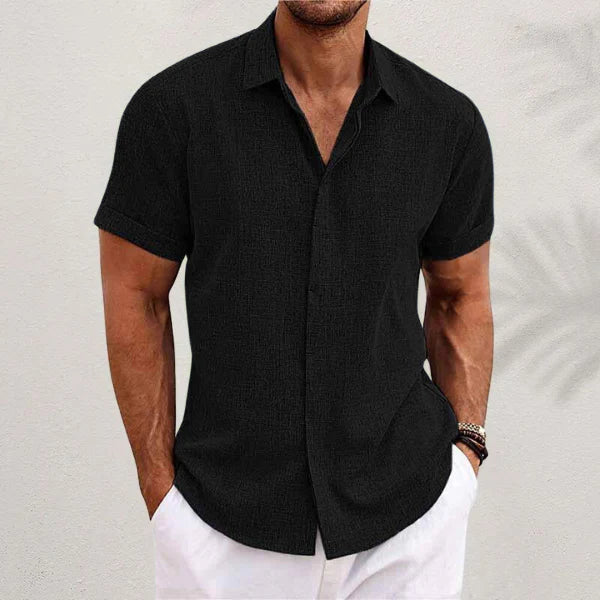 Luftiges Herren-Leinenshirt mit kurzen Ärmeln – Matteo